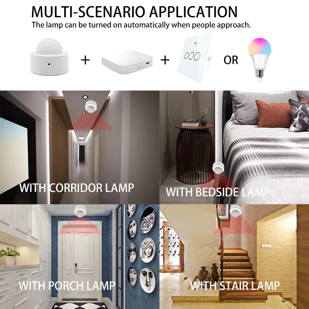 ZigBee Motion Sensor PIR IR Automation Human Body Infrared Detector Wireless Security Mini Tuya Smart Life Home Alexa Compatible