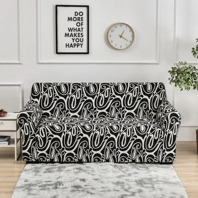 1pc Flower Printed Elastic Sofa Cover Antidirty Spandex Sofa Cover Furniture Protector for Bedroom Office Living Room Home Decor