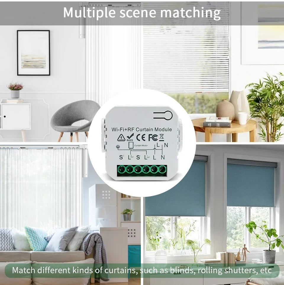 Wifi Smart Switch for Shutters Roller Blinds Projector Screen Window Shade Tuya Smart Life Alexa Google RF433 Remote Control