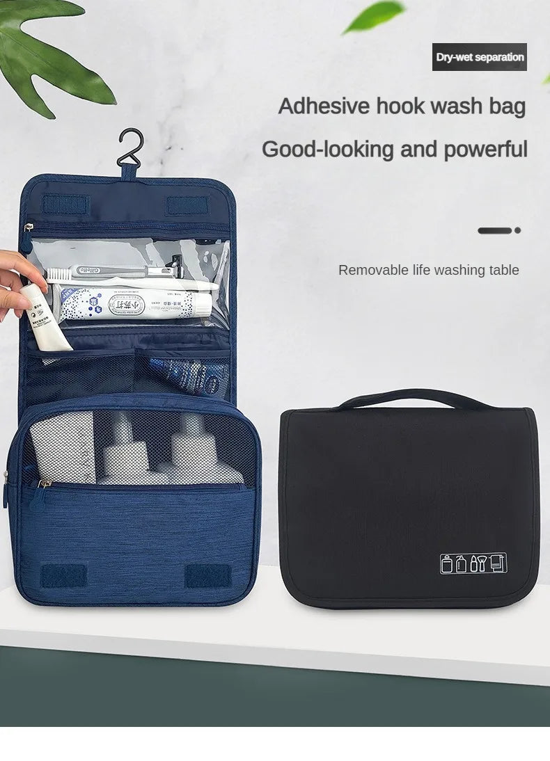 1pc Foldable Toiletry Bag Organizer Hanging Storage Bag Bathroom Makeup Bag Case Travel Dry And Wet Separation Cosmetic Bag