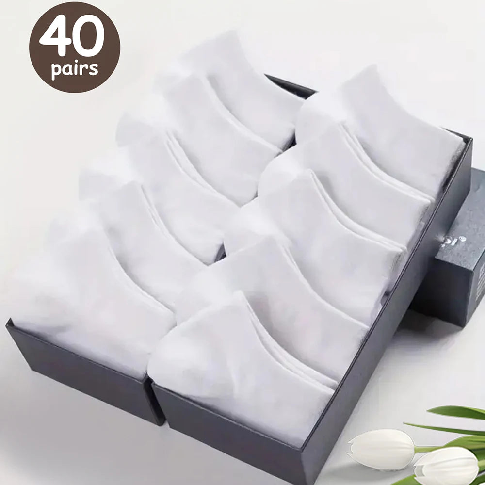 10/20/30/40/50 Pairs Of Breathable Deodorant Men's Low Cut Ankle Socks - Sweat Wicking And Comfortable Summer Wear