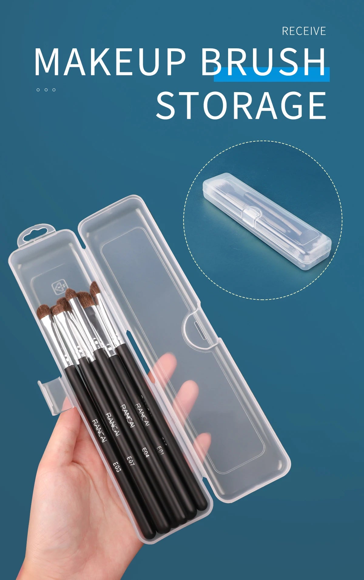 Portable Makeup Brush Storage Box  Eyebrow Pencil Tableware Chopsticks Transparent With Cover Organizer Case Beauty Tool