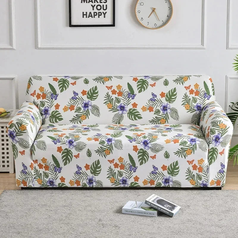 1pc Flower Printed Elastic Sofa Cover Antidirty Spandex Sofa Cover Furniture Protector for Bedroom Office Living Room Home Decor