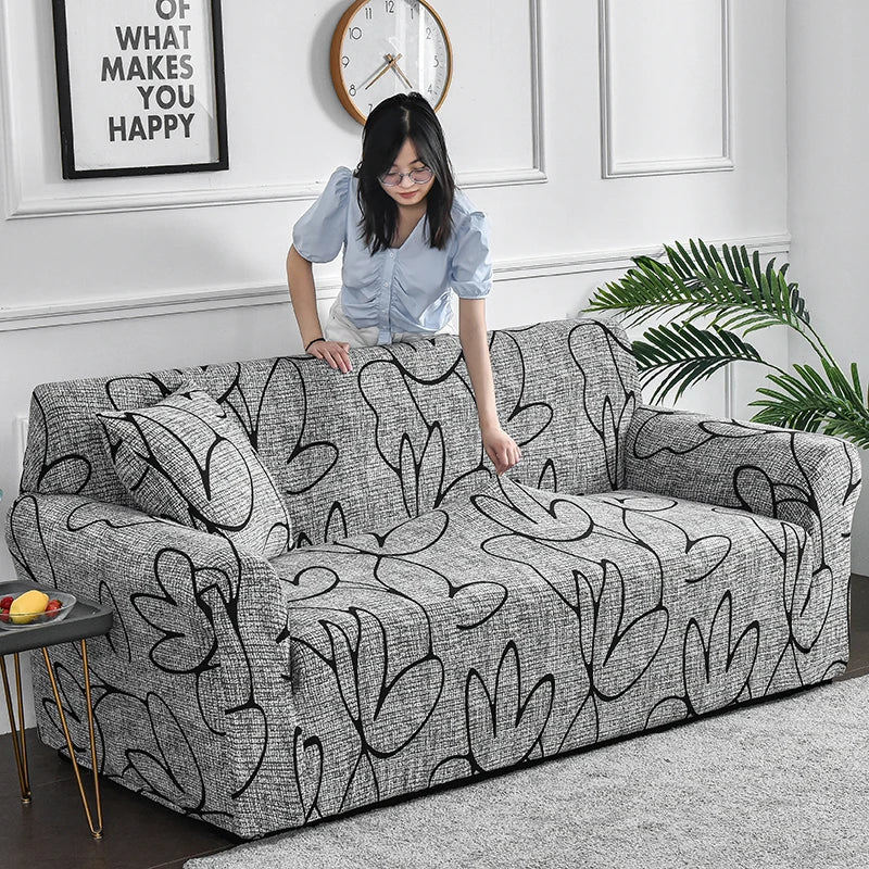 1pc Flower Printed Elastic Sofa Cover Antidirty Spandex Sofa Cover Furniture Protector for Bedroom Office Living Room Home Decor