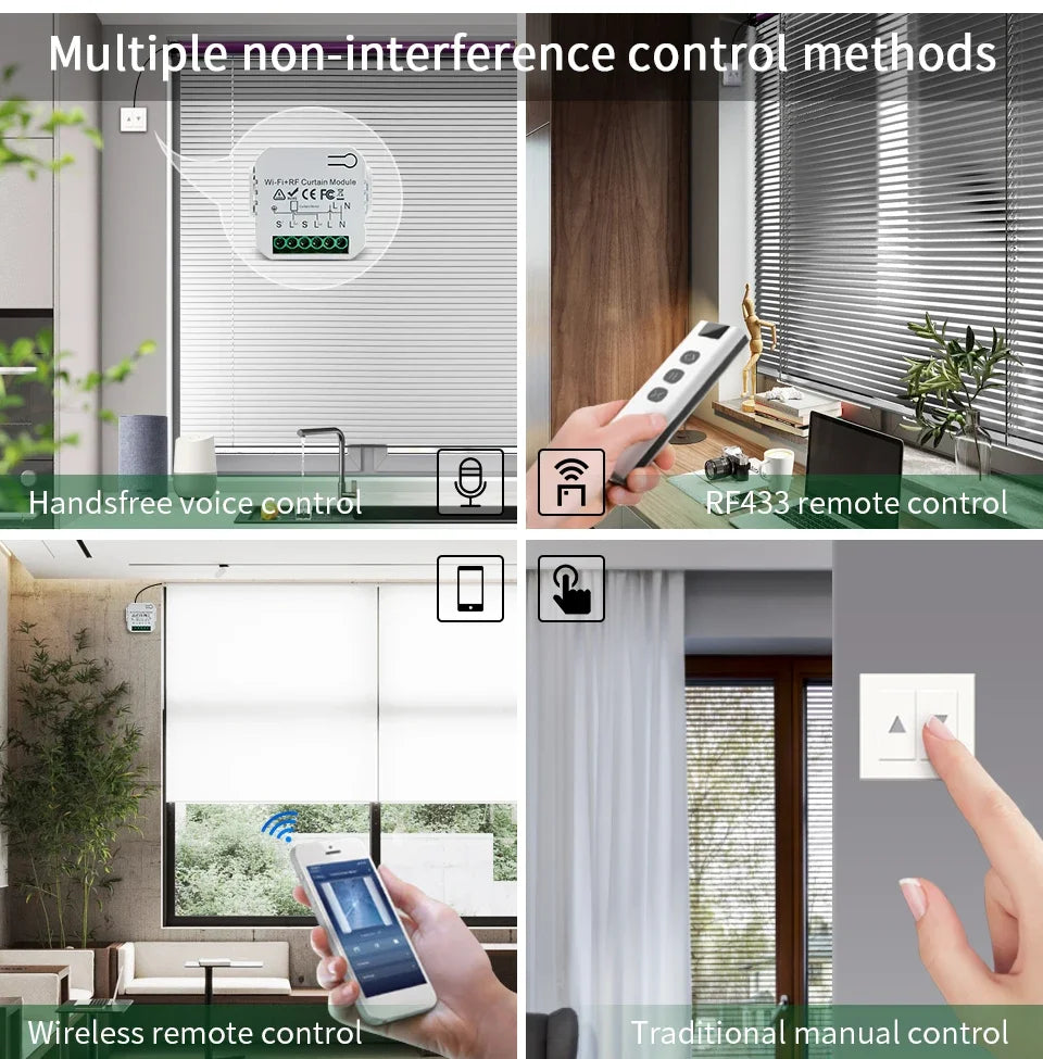 Wifi Smart Switch for Shutters Roller Blinds Projector Screen Window Shade Tuya Smart Life Alexa Google RF433 Remote Control